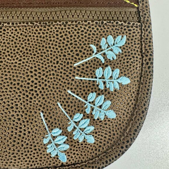 Haiku Crossbody Purse Vegan Pebble Leather Green Strap Floral - Picture 2 of 9